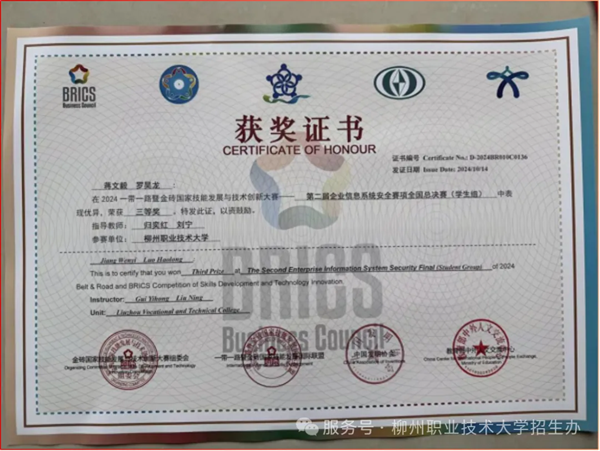 2024“一带一路暨金砖国家技能发展与技术创新大赛-第二届企业信息系统安全赛项全国总决赛三等奖