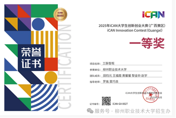 2025年iCAN大学生创新创业大赛（广西赛区）一等奖