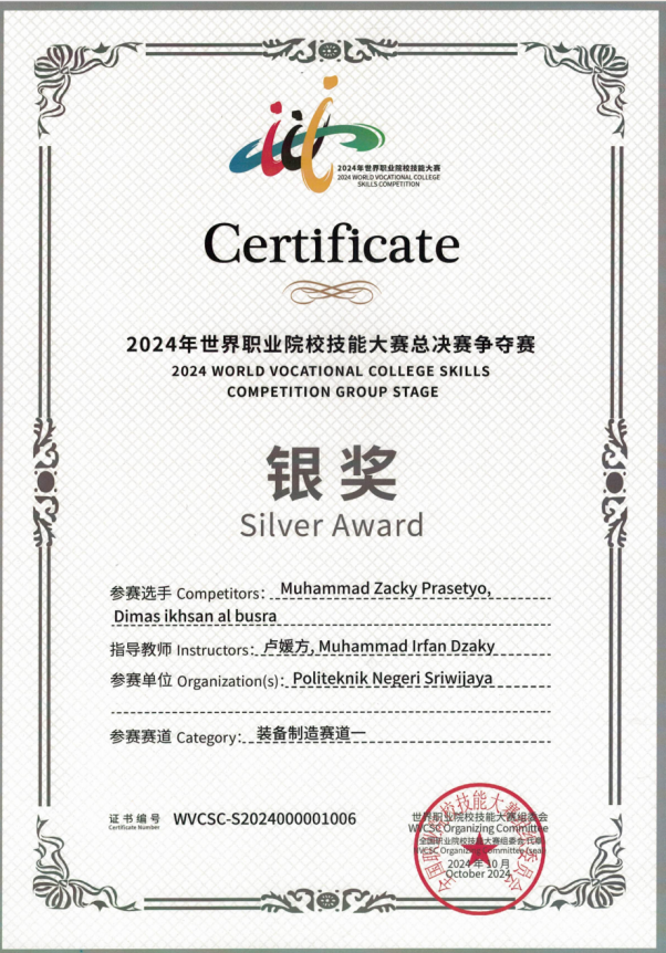 Silver Medal at the 2024 World Vocational College Skills Competition Finals